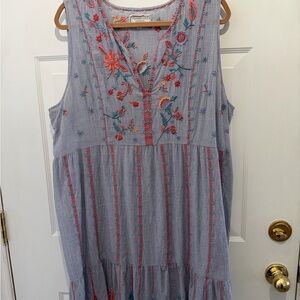 Johnny Was XL embroidered sleeveless dress